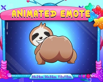 Sloth Twerking Butt Animated Emote,  Sloth Twerking Animated Twitch Discord Youtube Emote, Sloth Twerking Ass Animated Chat Emote