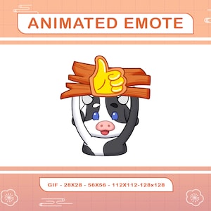 Emote animée vache comme le pouce levé, emote animée vache comme le pouce levé Twitch Discord Youtube, Emote animée vache comme le pouce levé pour streamer, gamer