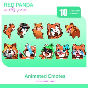 Red Panda Animated Emotes: Twitch, Discord, YouTube (10 Pack) (GIF)