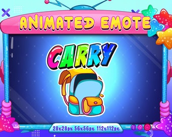Carry Animated Emote, Carry Backpack Animated Twitch Discord Youtube Emote, Stream Carry Backpack Animated Chat Emote For Streamer