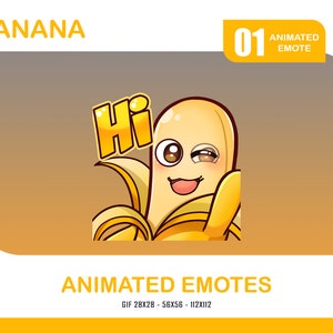 Hi Banana Animated Emote: Twitch, Discord, Youtube (GIF)