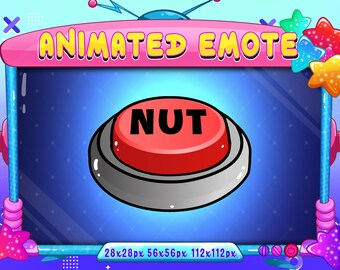 Nut Button Animated Emote, Animated Button Press Nut Twitch Discord Youtube Emote, Nut Button Animated Emote For Streamer, Gamer