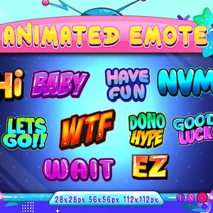 Animated Text Emotes: Twitch, Discord, YouTube (Digital Download)