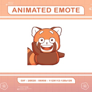 Red Panda Waving Animated Emote: Twitch, Discord, YouTube (GIF)