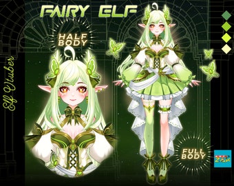 妖精エルフVtuberモデル：ルナラシルフソング、蝶の森のアニメガール