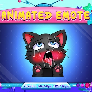 Black Cat Ahegao Animated Emote: Twitch, Discord, Youtube (GIF)