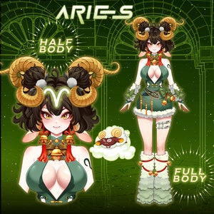 Aries Zodiac Sheep Girl Live2D Vtuber Model: Anime Japanese Style