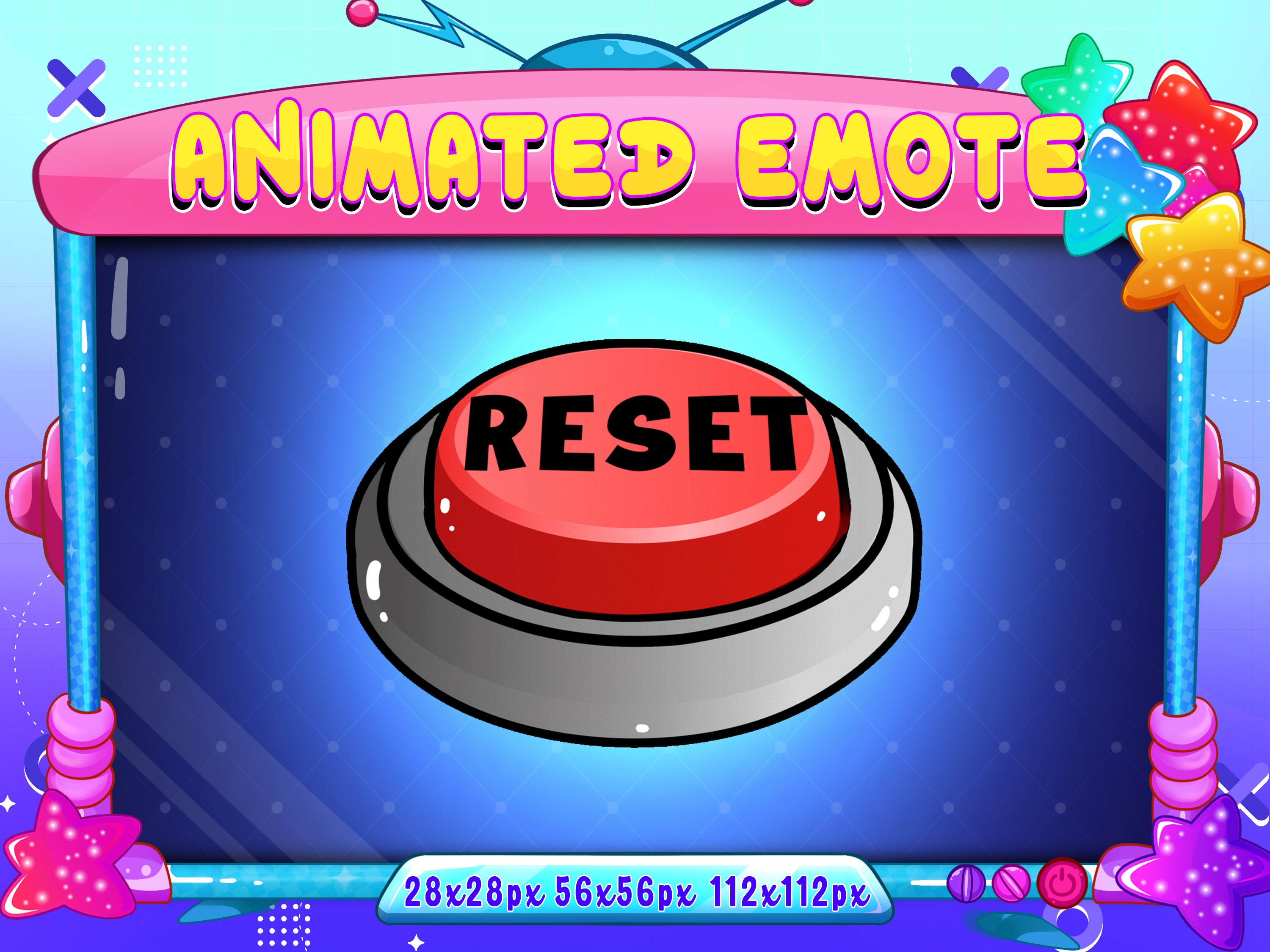 Reset Button Animated Emote, Animated Button Press Reset Twitch Discord Youtube Emote, Reset Button Animated Emote For Streamer, Gamer