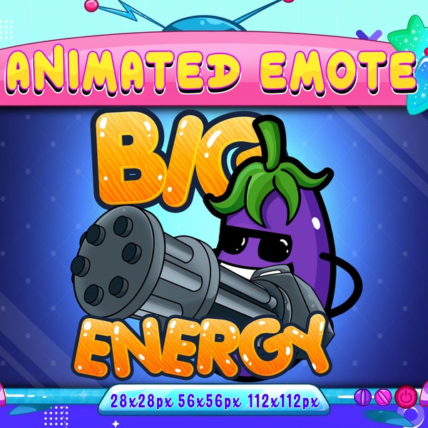 Emote animée de mitrailleuse d'aubergine à grande énergie, Discorde de tir d'aubergine Emote Youtube Emote animée