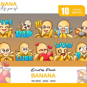 Banana Emotes Pack: Twitch, Discord, YouTube (Digital Download)