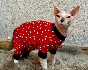 all in one cat pyjamas ideal for recovery suit, make your sphynx cat fashionable