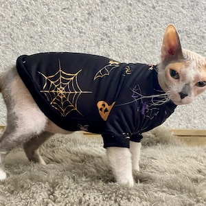Halloween jumper Sphynx cat clothes, sphynx jumper , sphynx cat hoodies , sphynx clothes, devon rex clothes, cat clothes, hairless cat