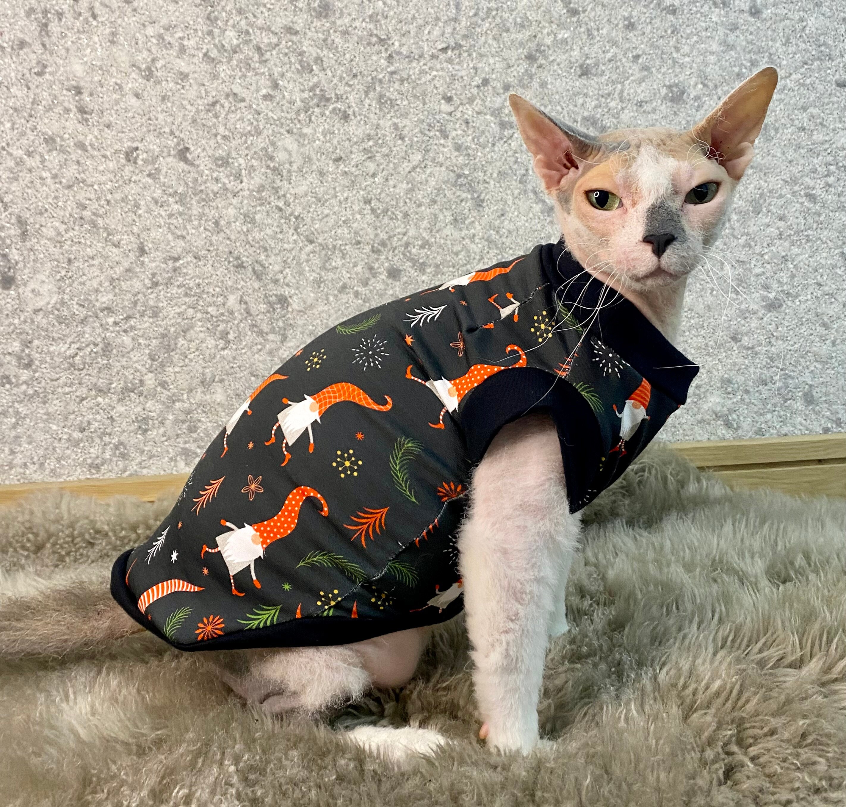 Maglione per gatti di Natale, vestiti per gatti Sphynx, vestiti sphynx, vestiti per gatti, vestiti per gatti senza peli, vestiti sphynx, vestiti devon rex, vestiti per gatti,