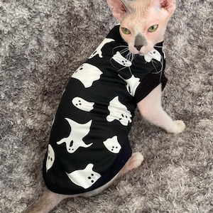 Boo Halloweencotton jersey cats jumper. Halloween outfit Sphynx cat  small dog jumpers, hairless cat clothes, pets gift, cat clothes for cat