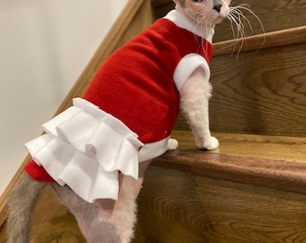 Christmas gift for cats lovers, cat dress, Christmas cat clothes, Sphynx cat clothing, kitten sweater,