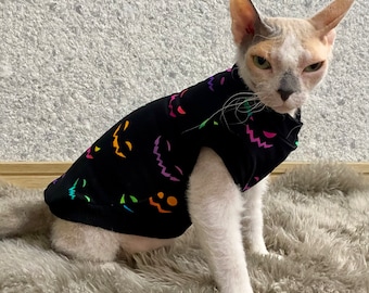 Suéter de gato esfinge de Halloween: disfraz de felpa francesa para perro pequeño