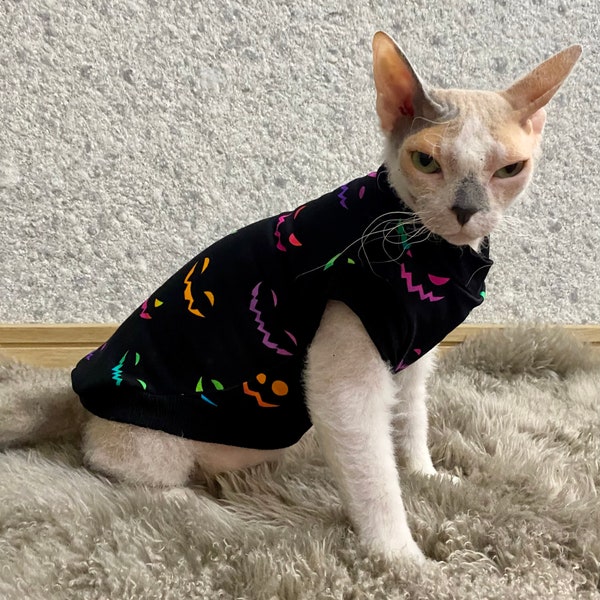 Halloween cats jumper. Halloween outfit Sphynx cat  small dog jumpers, hairless cat clothes, pets gift, cat clothes for cat