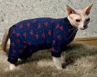 Cat Pajama, Bodysuit, Cat Recovery Suit, Cat Four Legged Suit, Cat Pyjamas, Cat Clothes, Sphynx cat clotehes.