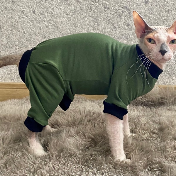 Sphynx cat clothes, recovery suit, all in one cat pyjamas , sphynx clothes, devon rex clothes, cat clothes, sphynx shirt