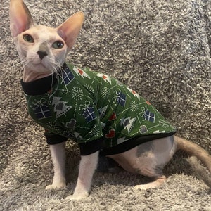Christmas jumper ,cat clothes for cats, sphynx cat lover, extra small dog clothes, cat gifts for owners, Christmas gift