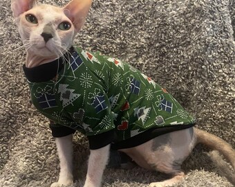 Maglione natalizio, vestiti per gatti, amanti dei gatti Sphynx, vestiti per cani di piccola taglia, regali per proprietari di gatti, regalo di Natale