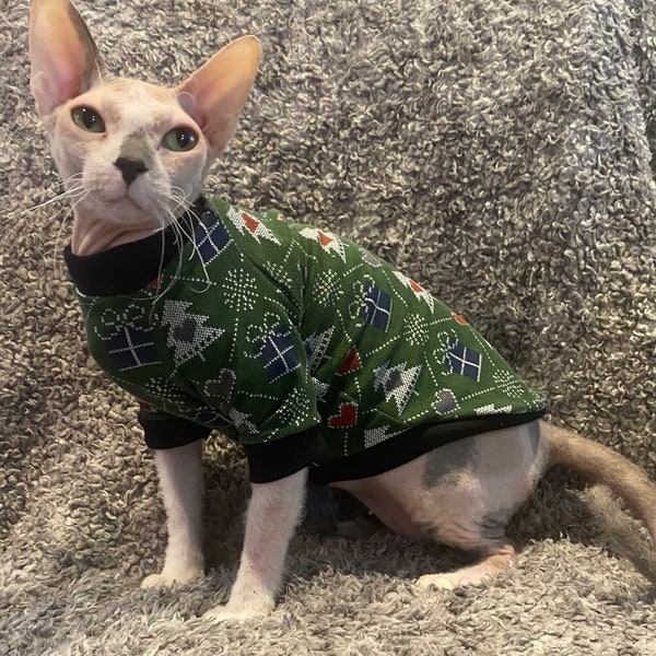 Christmas jumper ,cat clothes for cats, sphynx cat lover, extra small dog clothes, cat gifts for owners, Christmas gift