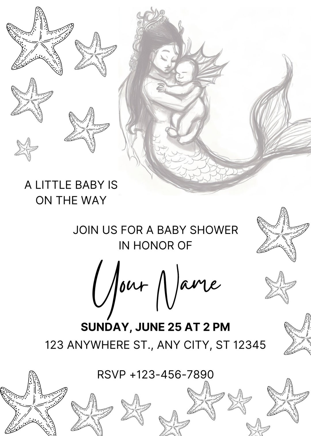 Mermaid Baby Shower Invitation - Magical Moments With a Precious Baby ...
