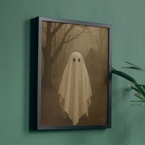 Spooky Ghost Wall Art Print: Halloween Decor (Digital Download