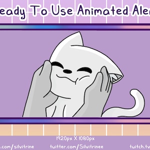 White Cat Animated Twitch Alert | Animated Cat Face Squish Alert |