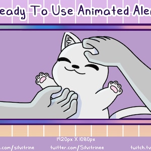 White Cat Animated Twitch Alert | Animated Cat Face Pets Alert |