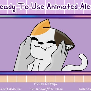 Calico Cat geanimeerde Twitch-waarschuwing | Geanimeerde Cat Face Squish Alert |