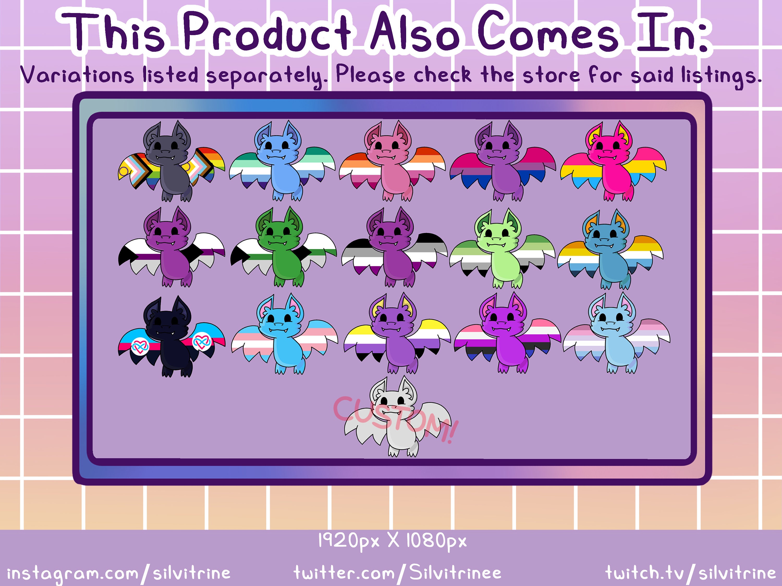 Bigender Flag Bat Twitch Alert Animated Flying LGBTQIA Bat Alert for ...