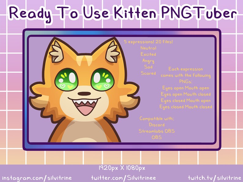 Ginger Cat Pngtuber Model Stream Mascot 5 Expressions & 20 Etsy