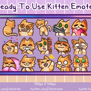 Ginger Cat Twitch Emotes Pack || 15 Cute Kitty Cat Emotes for Streamers and Discord