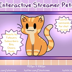 Ginger Cat Stream Pet | Uroczy animowany zwierzak maskotka kota | Reaguje na zdarzenia i niestandardowe polecenia | 14 unikalnych animacji/wyrażeń