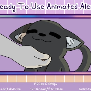 Black Cat Animated Twitch Alert | Animated Cat Chin Scratch Alert |