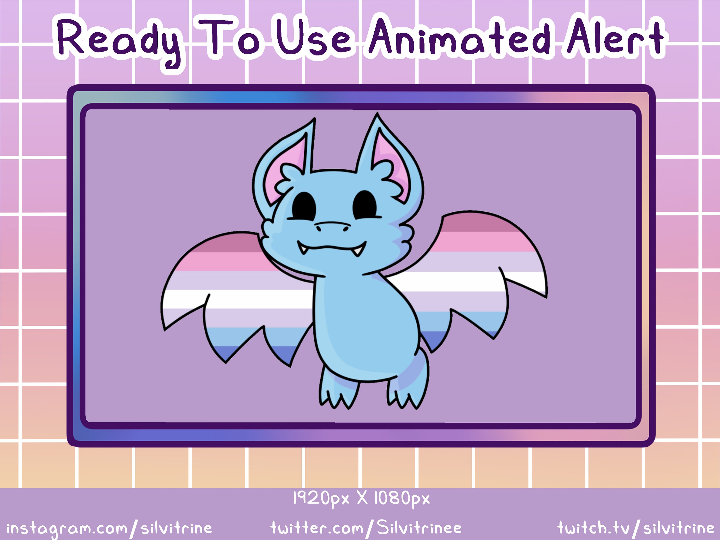 Bigender Flag Bat Twitch Alert Animated Flying LGBTQIA Bat Alert for ...