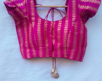 Handmade Designer broquet Saree Blouse, Indian Saree Blouse, Sari Blouse, Women Blouse, Saree Blouse, Crop Top, Women Readymade Sari Blouse