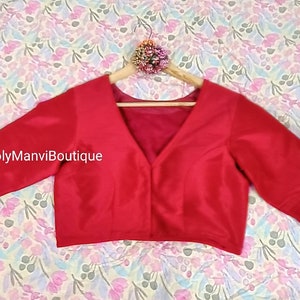 Red Saree Blouse, Indian Sari Blouse, Bollywood Sari Blouse, Women Blouse, Crop Top For Women, Saree Blouse, elbow sleeves Top For Women