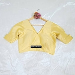 Saree Blouse, V-neck  Indian Sari Blouse, Bollywood Sari Blouse, Women Blouse, Crop Top For Women, Saree Blouse, Elbow sleeves Top For Women