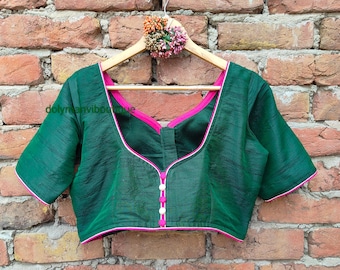 Handmade Blouse, Bottle green blouse, Indian blouse, Lahenga choli, Crop Top, Beautiful Fancy Blouse, Duble paipin Blouse, saree blouse .