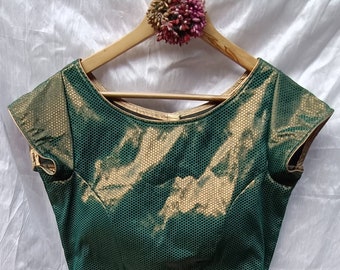 Green Saree Blouse, Indian Sari Blouse, Bollywood Sari Blouse, Women Blouse, Crop Top For Women, Saree Blouse, Fancy Crop Top For Women