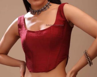 Bluzka ręcznie robiona, bluzka do sari, lahenga choli, krótki top, piękna elegancka bluzka, bluzka do sari Mahroom.