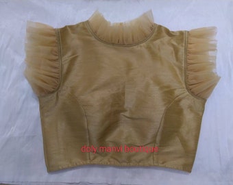 Designer saree blouse, Net sleeves Saree Blouse, Indian Sari Blouse, Bollywood Sari Blouse, Women Blouse, Crop Top For Women, Saree Blouse