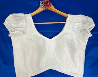 Handmade Designer Women Saree Blouse,Off White Indian Saree Blouse, Sari Blouse, Women Blouse, Saree Blouse, Crop Top, Readymade Sari Blouse