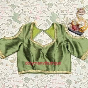 Handmade Designer Women Saree Blouse, Green Indian Saree Blouse, Sari Blouse, Women Blouse, Saree Blouse, Crop Top, Readymade Sari Blouse