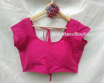 Designer Sari Blouse, Bollywood Blouse, Pink Saree Blouse, Crop Top For Women, Ruffle sleeves Bollywood Blouse, Pink Fancy Saree blouse