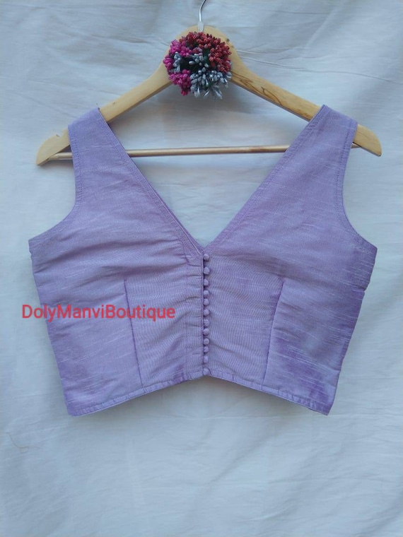 Handmade Designer Women Saree Blouse, Light Purple Sari Blouse, Sari Blouse, Women Blouse, Saree Blouse, Crop Top, Readymade Sari Blouse
