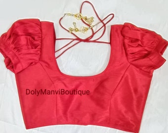 Designer Sari Bluse, Bollywood Bluse, rote Saree Bluse, Crop Top für Frauen, Rüschenärmel Bollywood Bluse, ausgefallene Saree Bluse