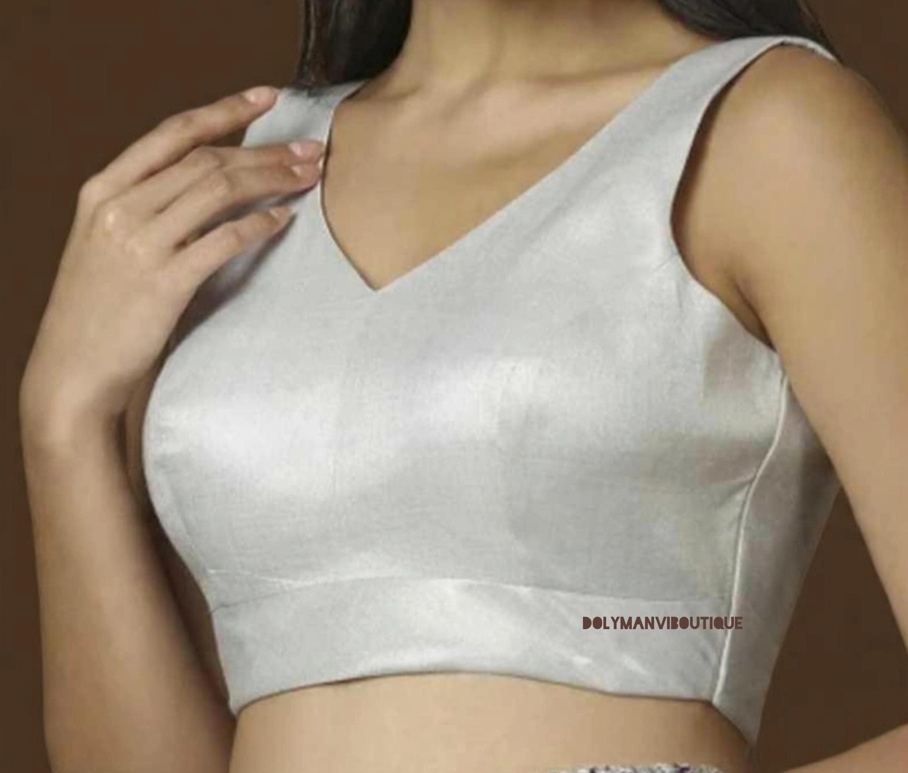 Shimmer silver saree blouse for women, Indian fancy blouse, ethnic crop top for girls.